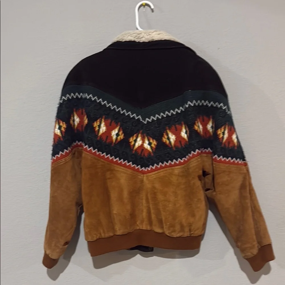 Vintage lawless Aztec southwestern Multicolor Jacket with Shearling Collar S - Picture 9 of 15